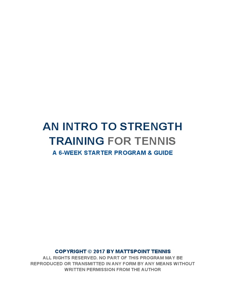6Week Strength Training Starter Kit For Tennis PDF Strength