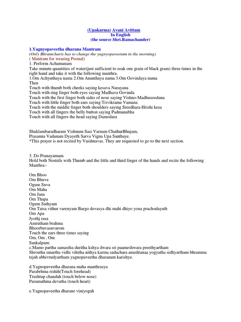 Yajur Upakarma PDF Mantra Hindu Behaviour And Experience
