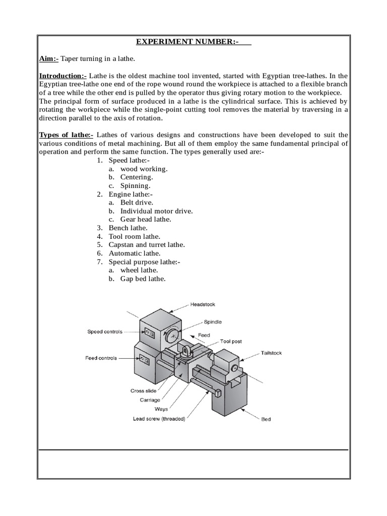 Taper Turning and Thread Cutting in Lathes | PDF | Casting ...