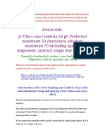 Article Title ( Use Cambria 24 Pt. Preferred Maximum 50 Characters, Absolute Maximum 70 Including Spaces. Alignment: Centred Single Line Spacing)