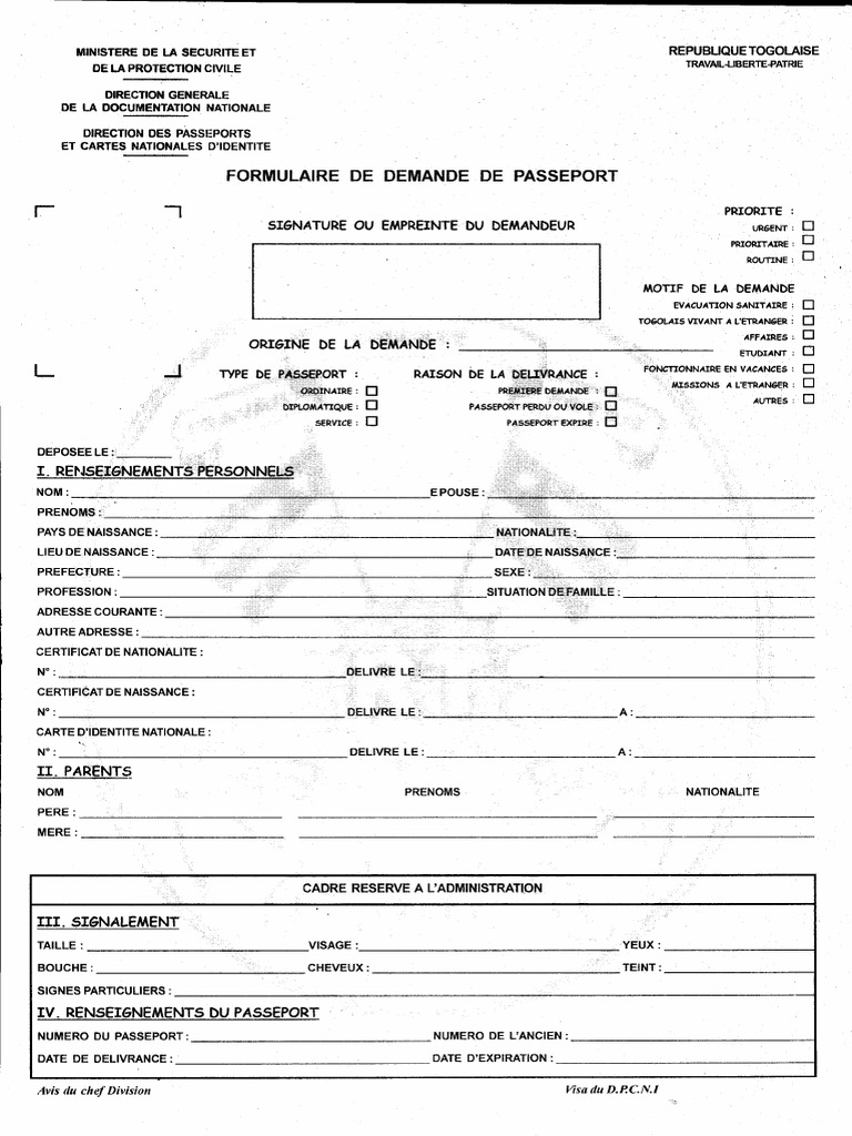 Formulaire de Demande Du Passeport | PDF