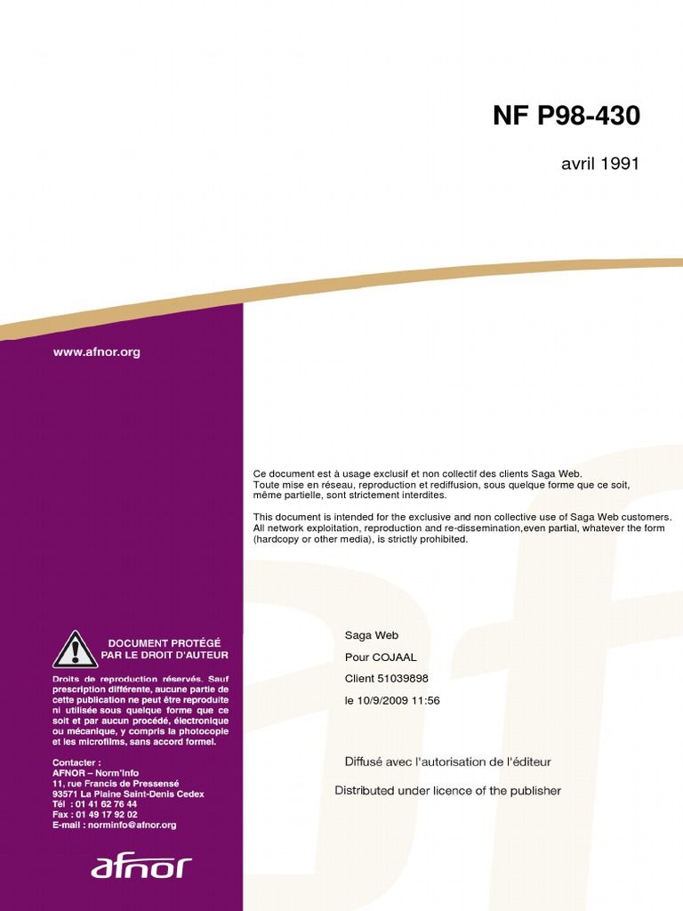 Norme NF P98-430: Usage exclusif | PDF