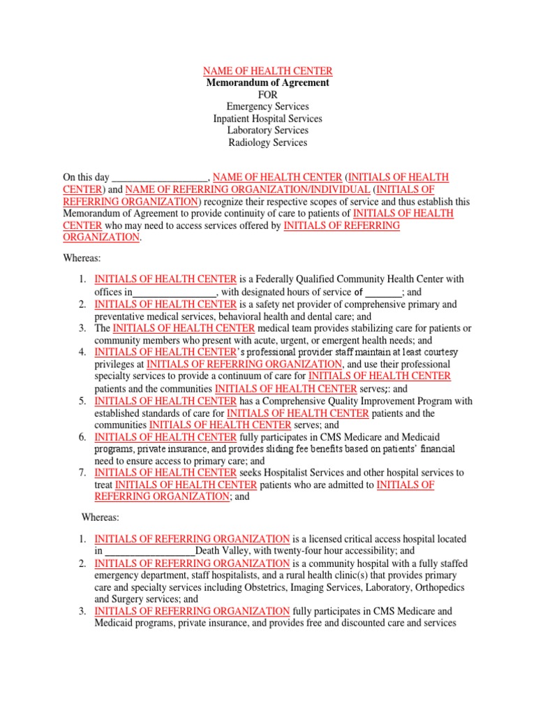 Hospital Services Agreement Template | PDF | Emergency Department ...