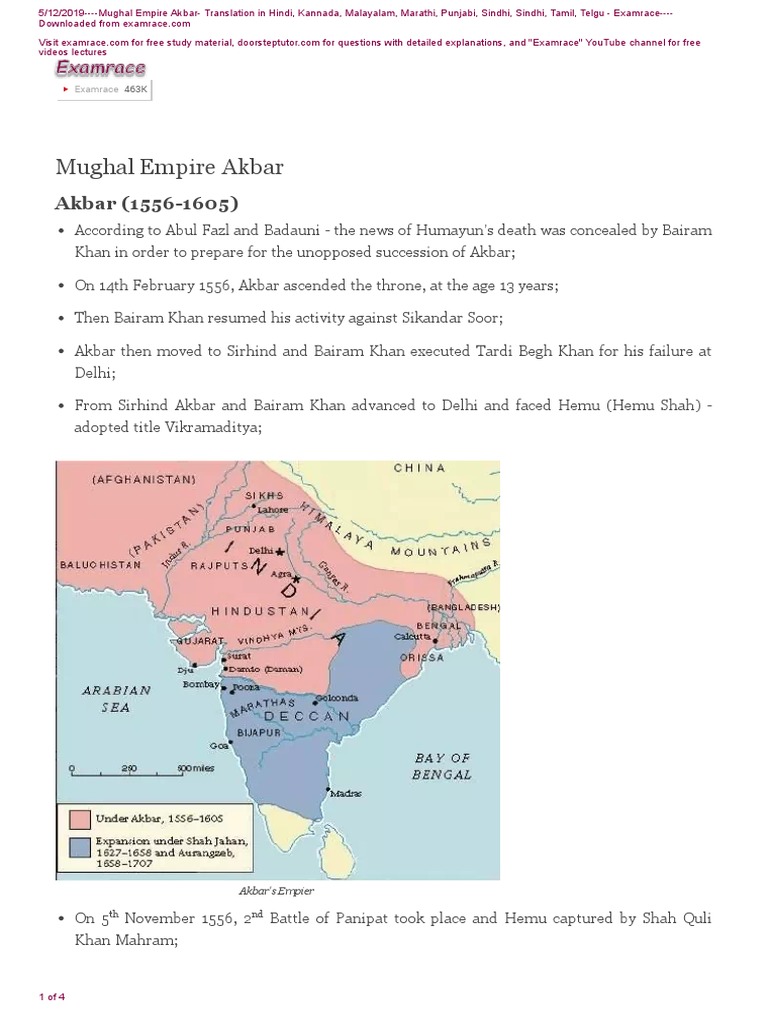 Empire of Akbar | PDF | Timurid Dynasty | Mughal Empire