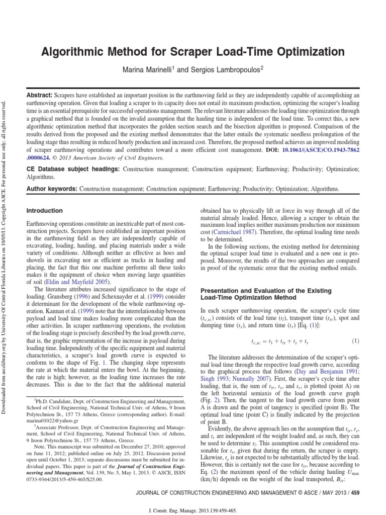 Algorithmic Method For Scraper Load-Time Optimization - 2013 | PDF ...