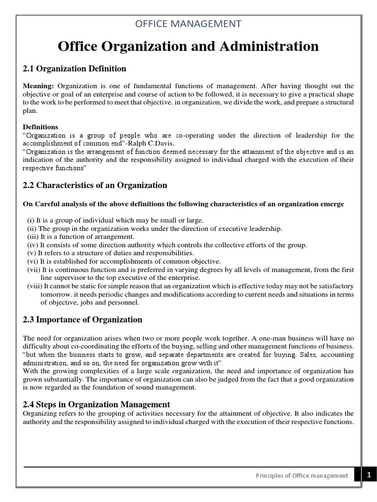 Office Organization and Administration | PDF | Leadership | Business