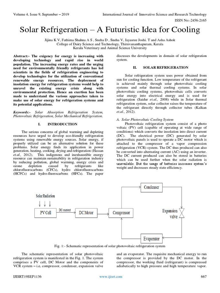 Solar Refrigeration - A Futuristic Idea For Cooling | PDF ...