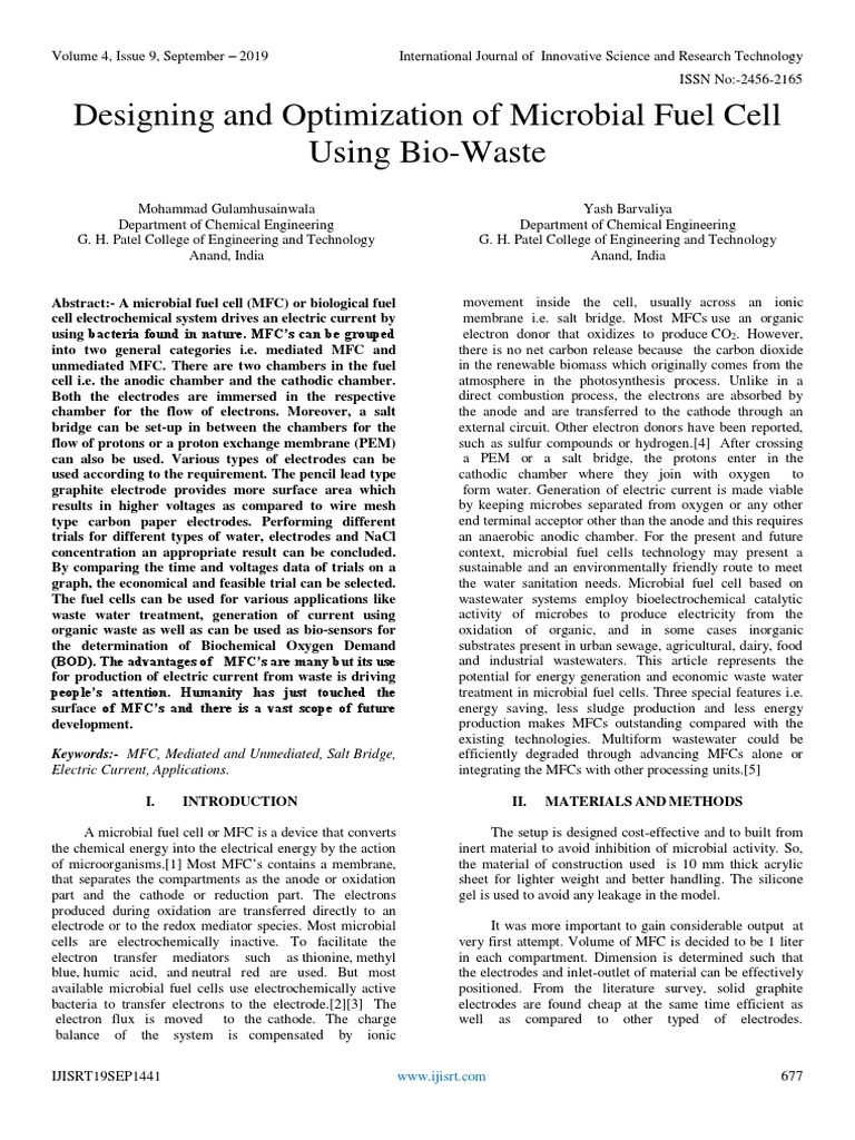 Optimizing Microbial Fuel Cells with Waste | PDF | Nature | Chemistry