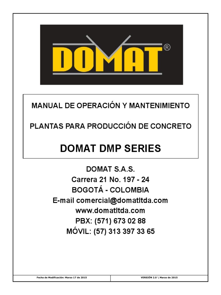 Manual de Operación Plantas Concreto DMP | PDF | Seguridad y salud ...