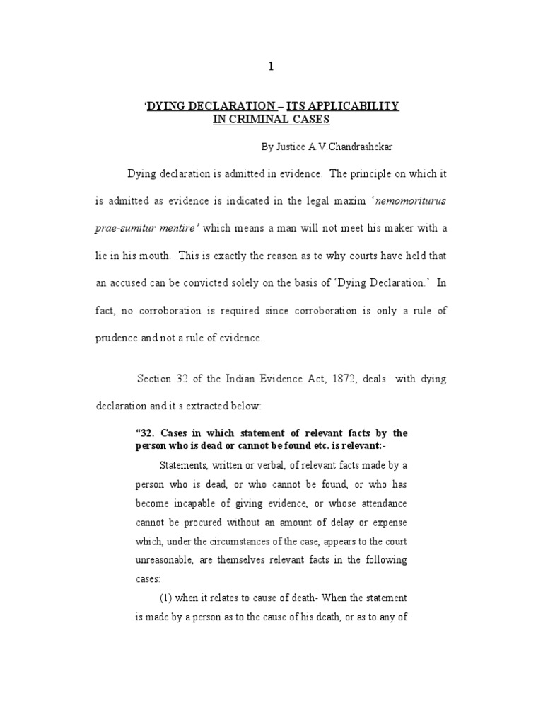 Dying Declaration Evidence Act | PDF | Evidence | Evidence (Law)