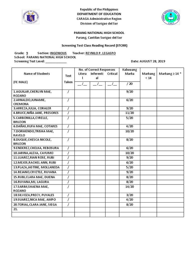 Phil Iri Form 2 | PDF