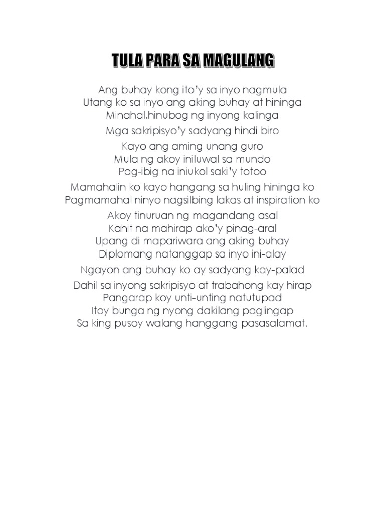 Tula Para Sa Magulang