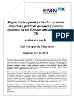 Migración Temporal y Circular: Pruebas Empíricas, Políticas Actuales y Futuras Opciones en Los Estados Miembros de La UE