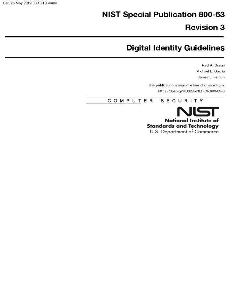 NIST Special Publication 800633 PDF Authentication Key