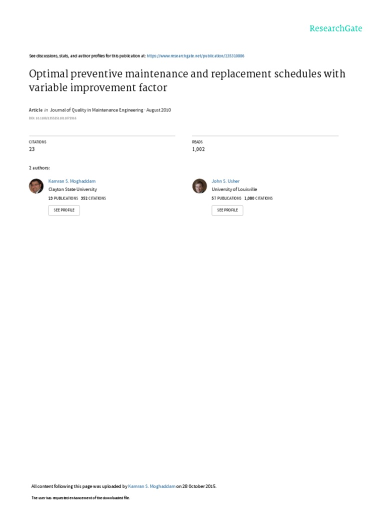 Maintenance Optimization Models | PDF | Mathematical Optimization ...