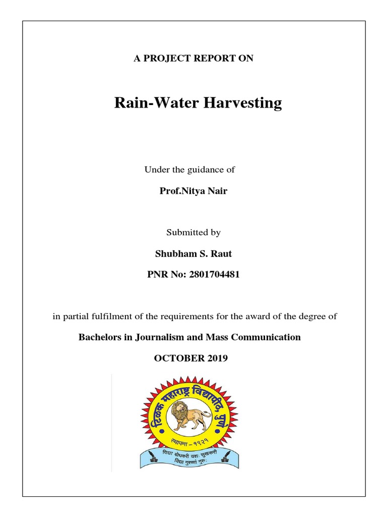 Rainwater Harvesting Project Report | PDF | Groundwater | Surface Runoff