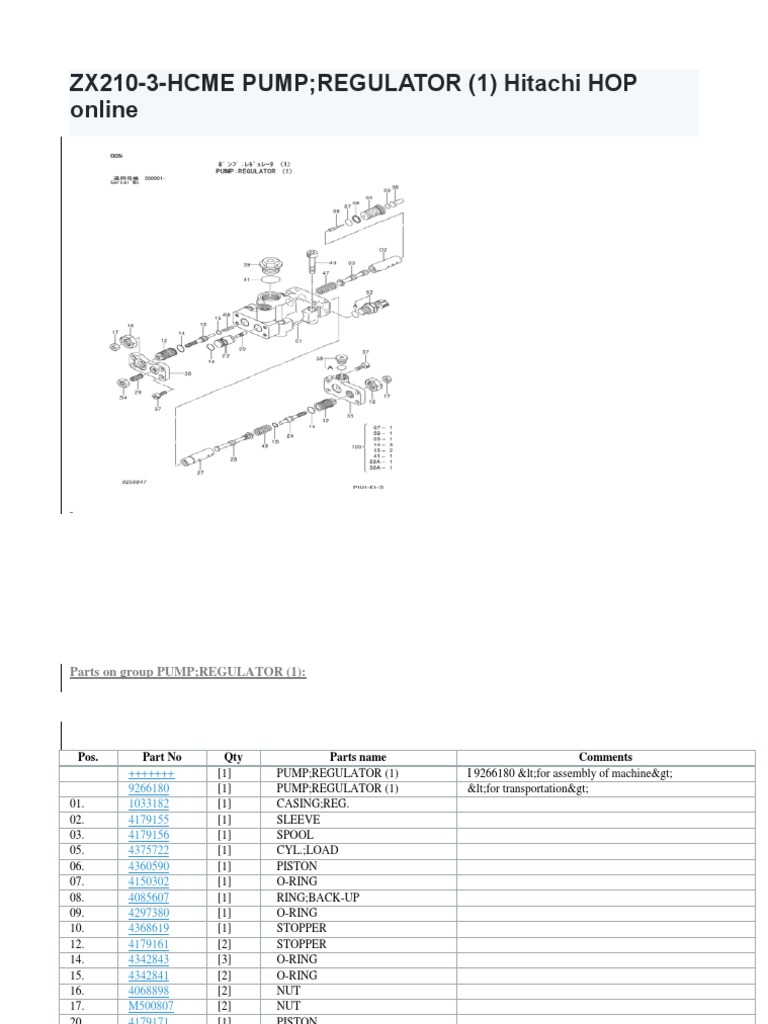 ZX210-3 Pump Regulator Complete | PDF | Hydraulics | Gas Technologies