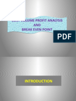 Cost Volume Profit Analysis AND Break Even Point