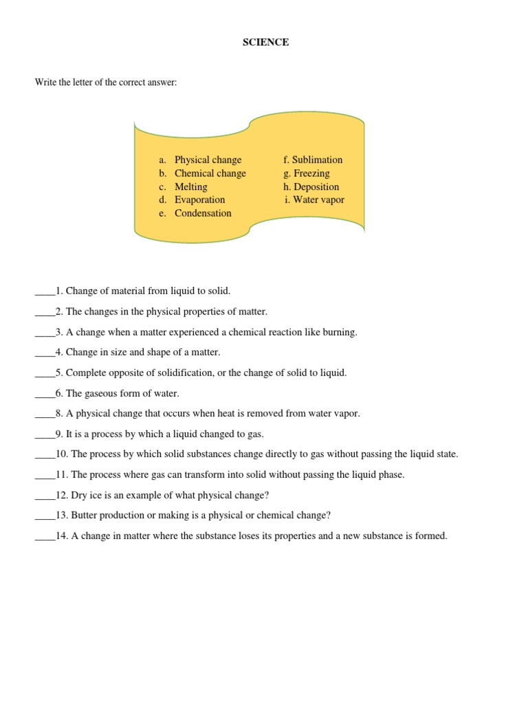 Write The Letter of The Correct Answer:: Science | PDF | Science ...
