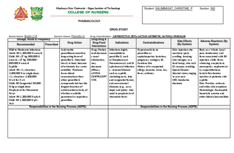 Bicillin C-R Penicillin G: Drug Study | Download Free PDF | Penicillin ...