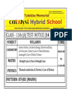 CLASS - 11th (A) TEST-NOTICE (14 Sep, 2019) : Subject Syllabus