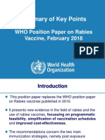 Summary of Key Points: WHO Position Paper On Rabies Vaccine, February 2018