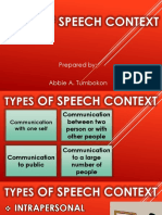 Types of Speech CONTEXT