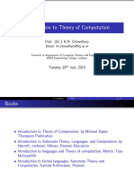 Introduction To Theory of Computation: Prof. (DR.) K.R. Chowdhary