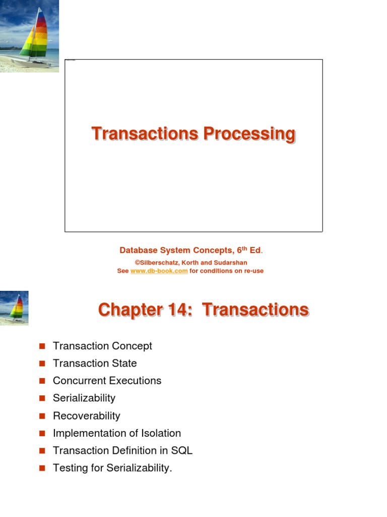 Transactions Processing: Database System Concepts, 6 Ed | PDF ...