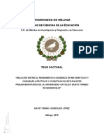 Relación entre variables cognitivas y afectivas con el rendimiento en matemáticas