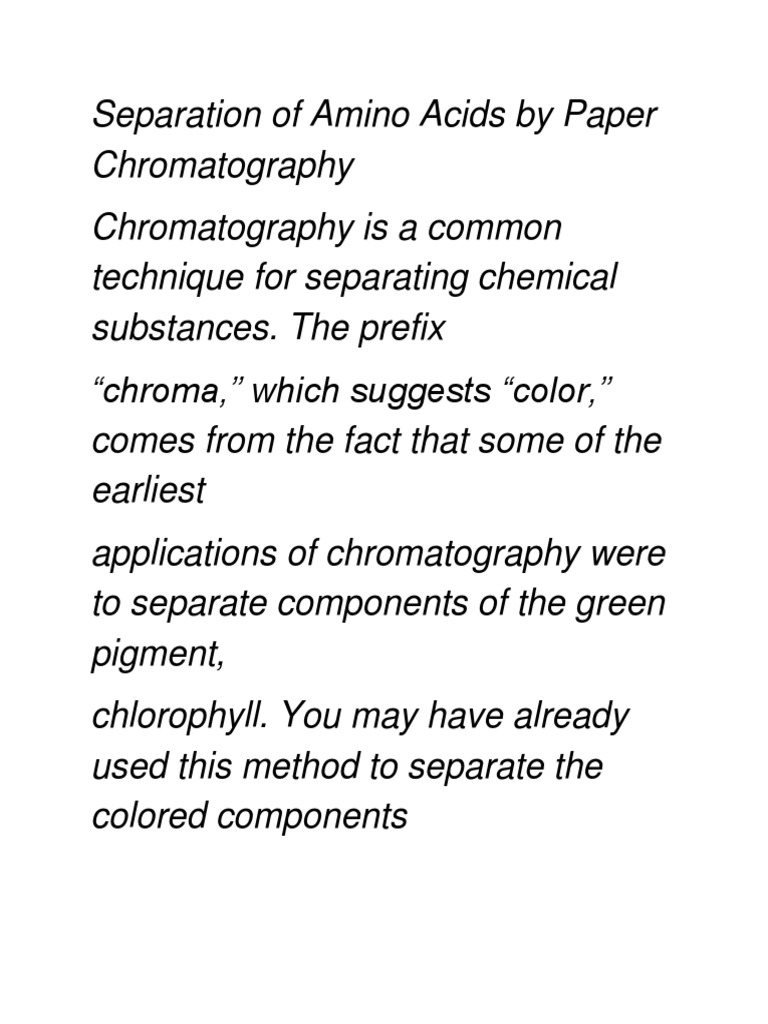 Separation of Amino Acids by Paper Chromatograph1 PDF Elution