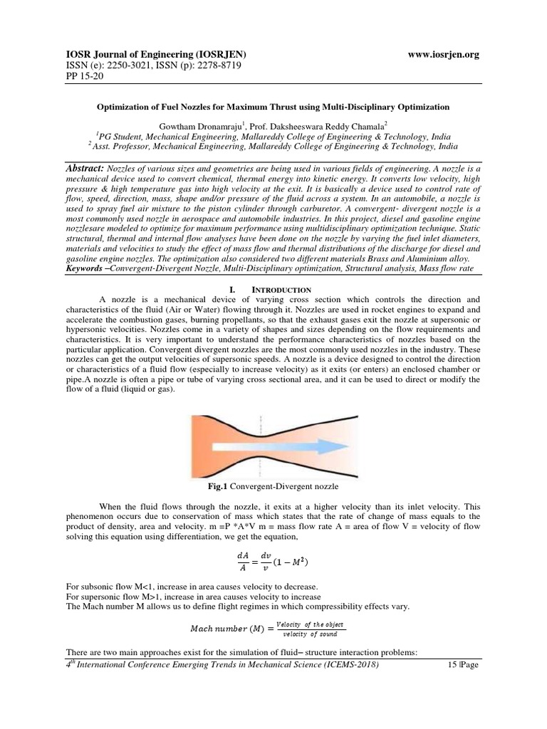 Optimizing Fuel Injector Nozzles for Thrust | PDF | Nozzle | Fluid Dynamics