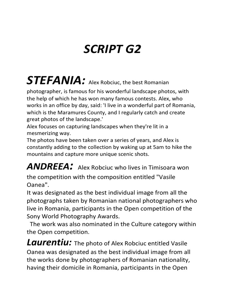 Script G2 Stefania:: Andreea | PDF