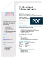 MBA Finance Student Subhan Warriach Resume