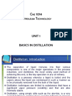 Unit 1 Basics in Distillation: HE Etroleum Echnology