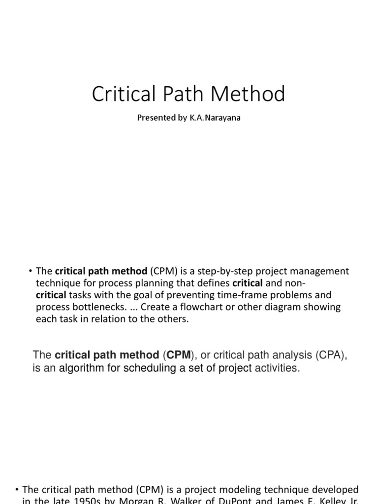 Understanding Critical Path Method | PDF | Systems Theory | Applied ...
