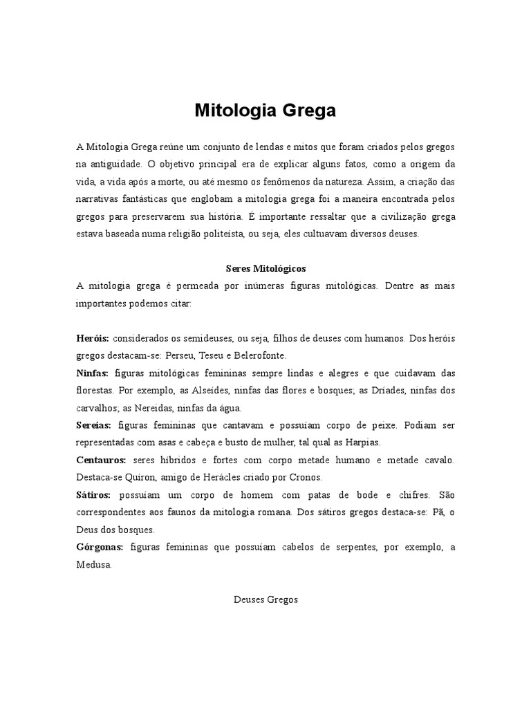 Introdução à Mitologia Grega | PDF