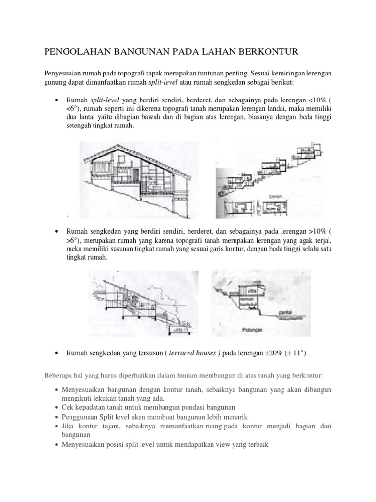 Pengolahan Bangunan Pada Lahan Berkontur PDF Pengolahan Bangunan Pada Lahan Berkontur PDF