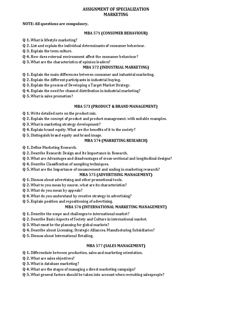 Assignment of Specialization Marketing | PDF | Marketing | Consumer ...