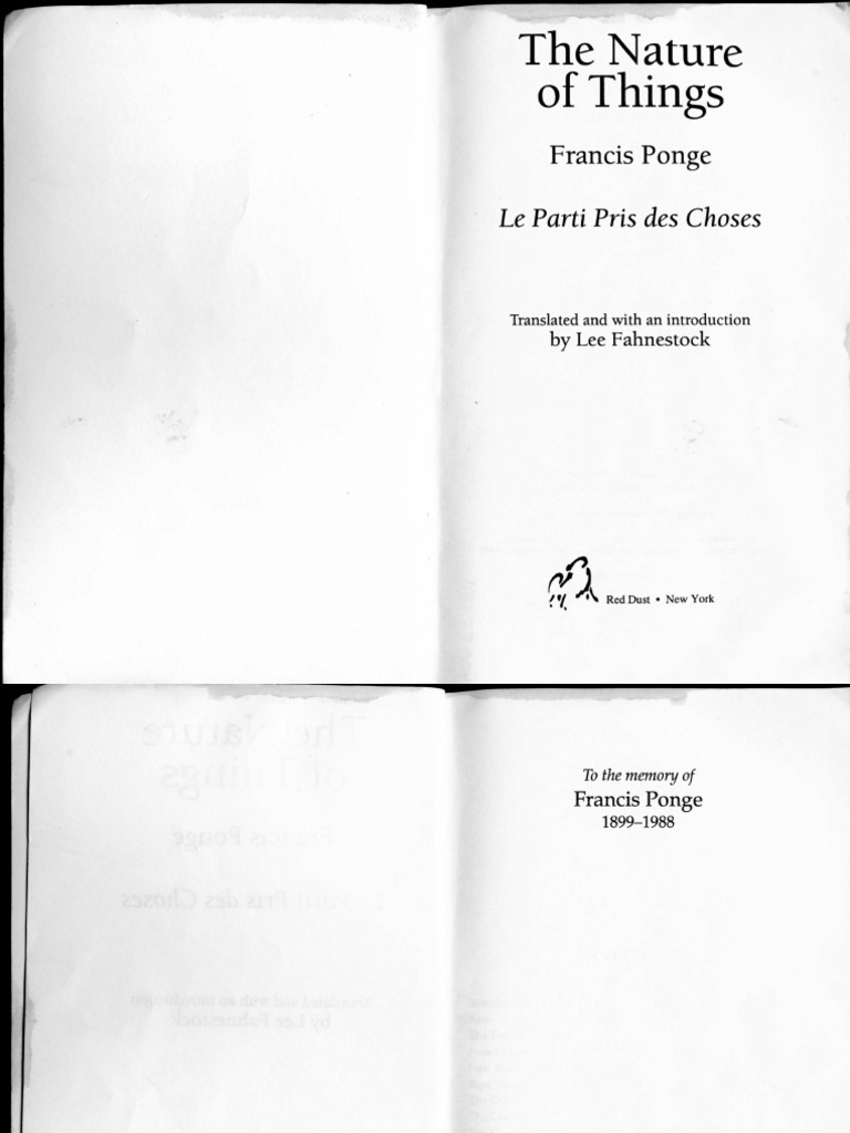 PONGE Nature Things | PDF | Classics | General Fiction