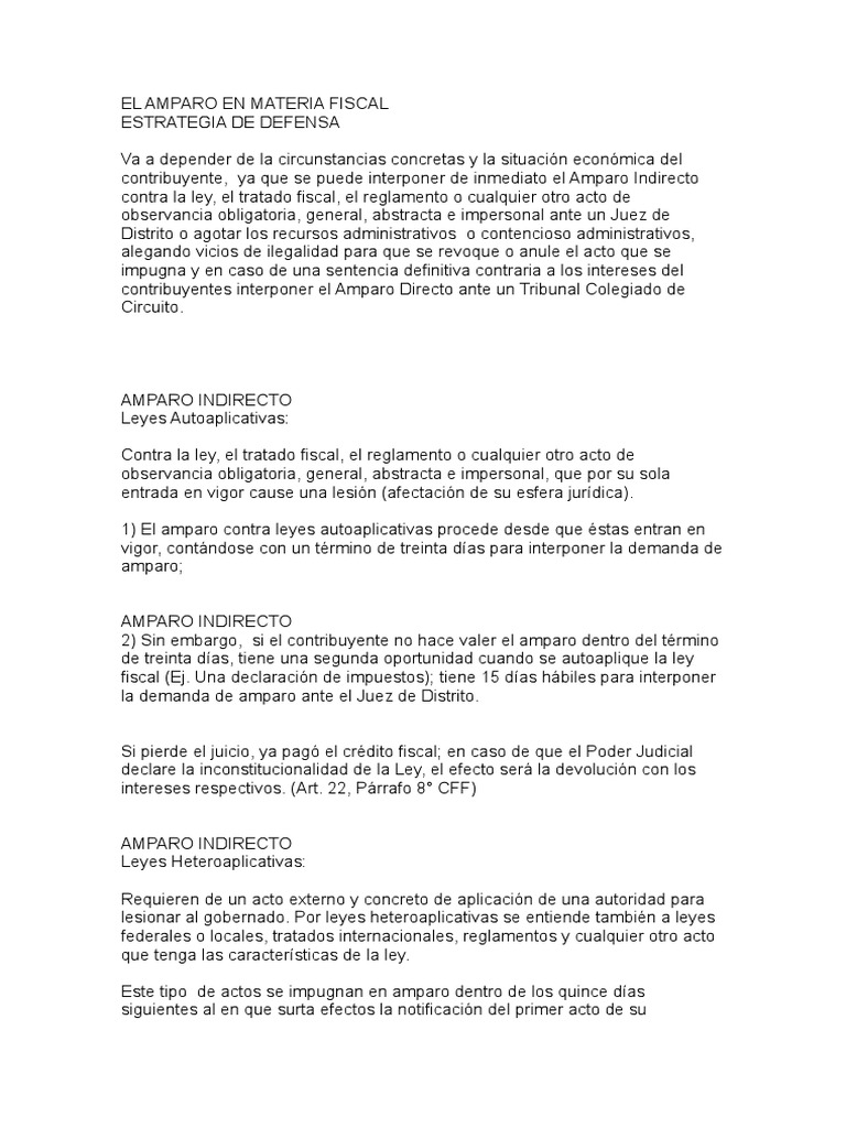 Estrategia de Amparo Fiscal | PDF | Caso de ley | Sentencia (ley)