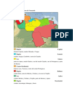 Mapa de Las Regiones de Venezuela