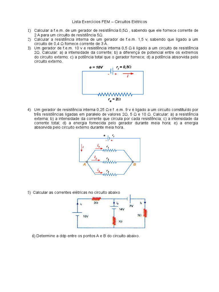 Exercícios de Cálculo em Circuitos Elétricos | PDF | Métodos e ...