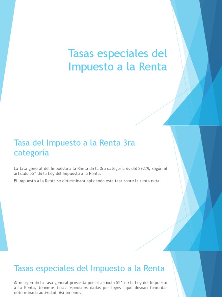Tasas Especiales del Impuesto a la Renta | PDF | Impuesto sobre la ...