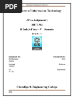 Department of Information Technology: JAVA Assignment-1 (BTIT-502) B.Tech 3rd Year - V Semester