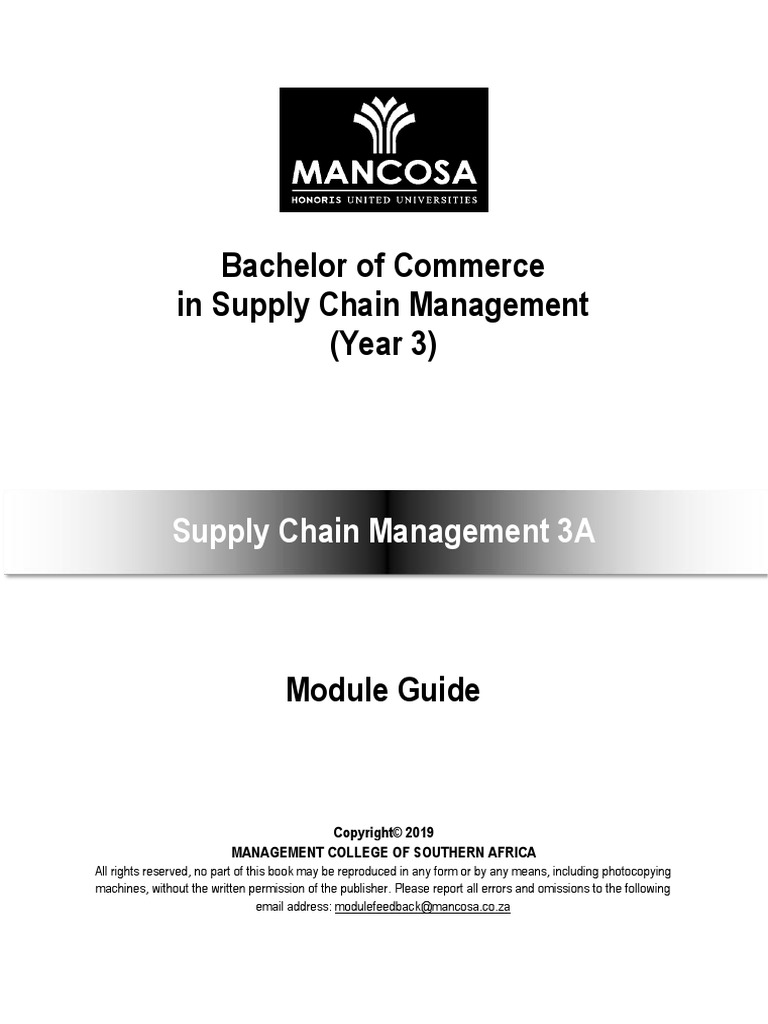 BCom SCM Year 3 Supply Chain Management 3A January 2019 | PDF | Request ...