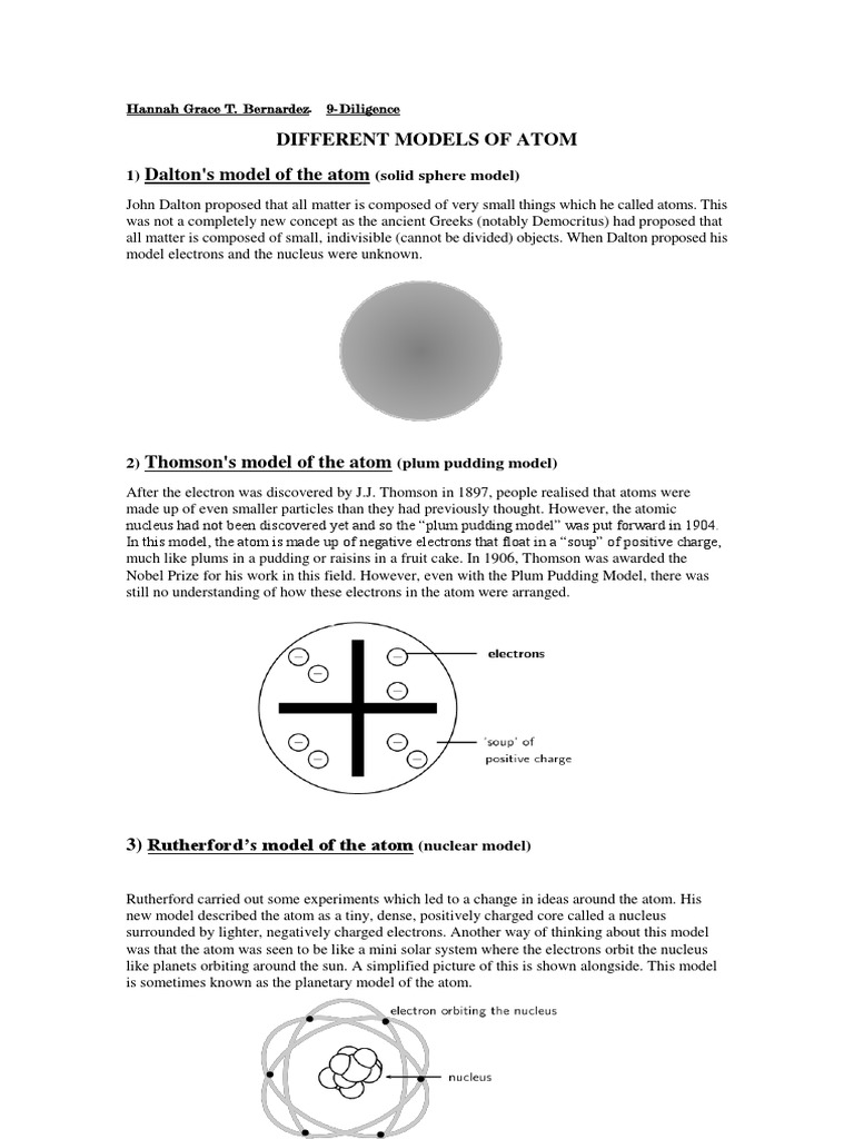 Atomic Models for 9th Grade Science | PDF
