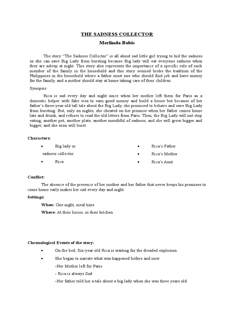 Reaction paper about the sadness collector image