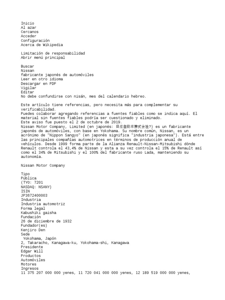 Historia Nissan Pdf Nissan Fabricantes De Automóviles De Japón