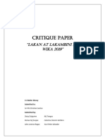 Critique Paper: "Lakan at Lakambini NG Wika 2019"